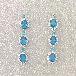 Elegant Blue and Silver Drop Earrings